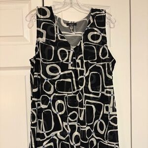 Alfani Black, Blue and White Tunic Tank XL Top